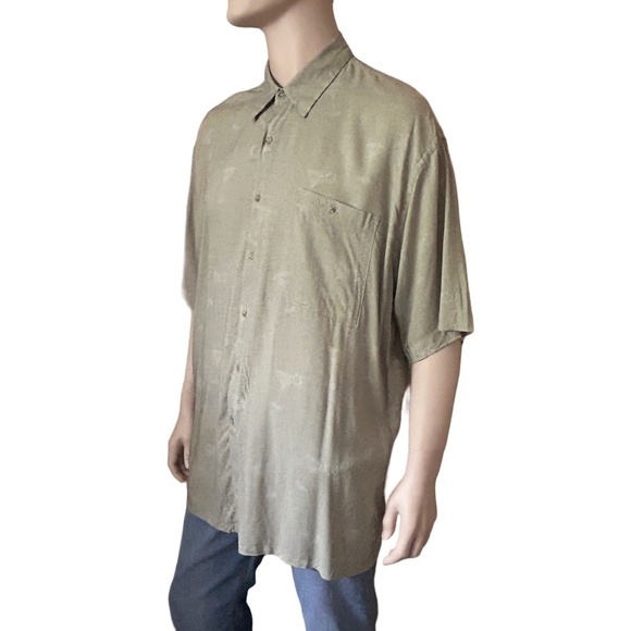 CAMPIA Tiki Shirt Top Y2K Embossed Print Martini Glasses 100% Rayon Unique Rare - Picture 2 of 12